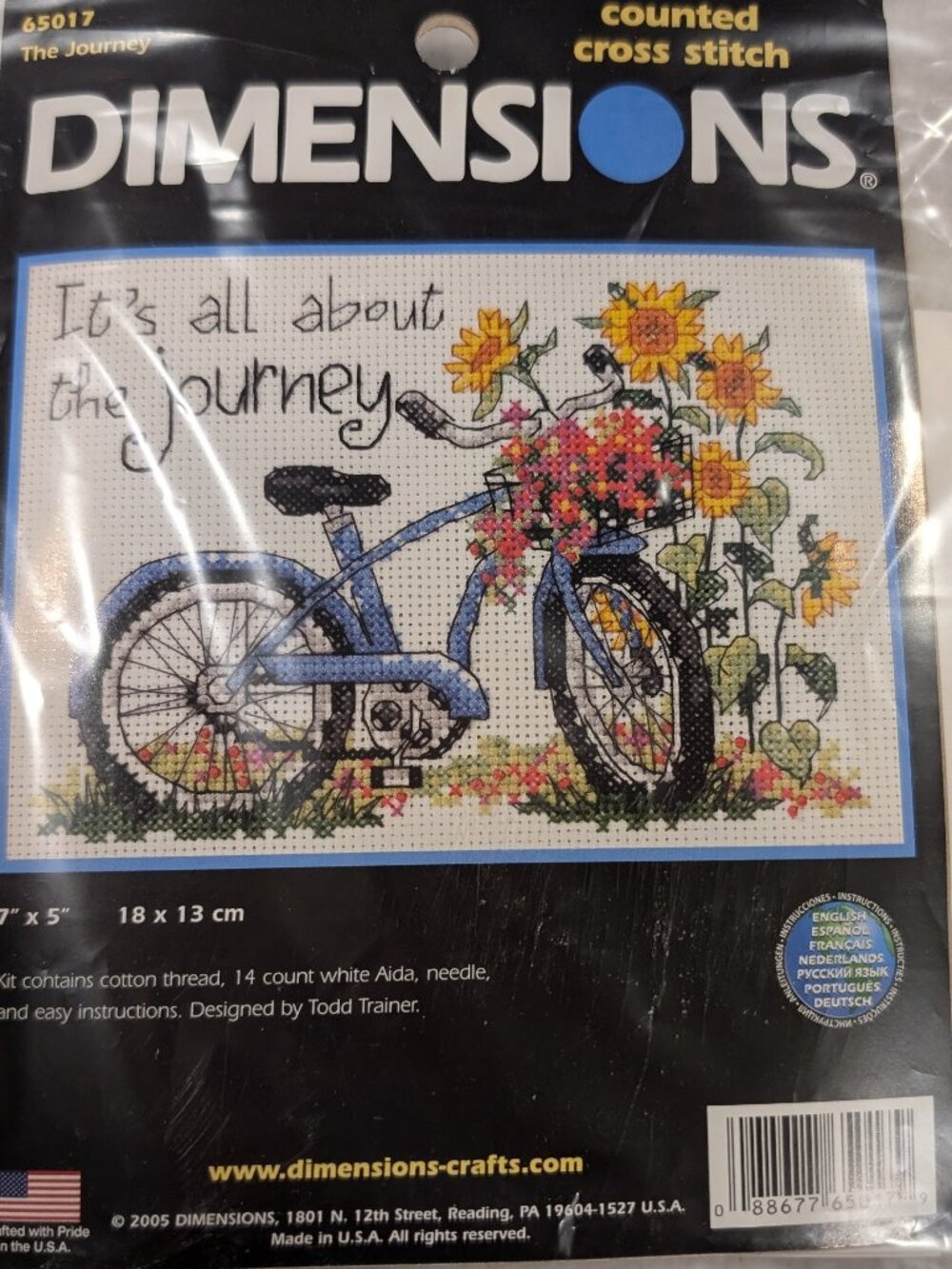 Dimensions The Journey Cross Stitch Kit BNIP Cottagecore Bicycle Floral - 1035